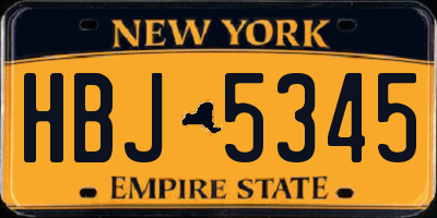 NY license plate HBJ5345
