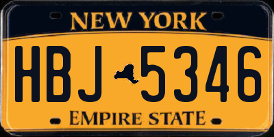 NY license plate HBJ5346