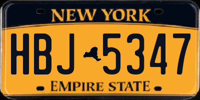 NY license plate HBJ5347