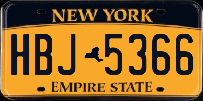 NY license plate HBJ5366