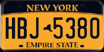 NY license plate HBJ5380