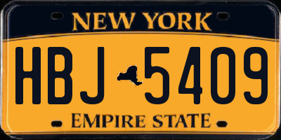 NY license plate HBJ5409
