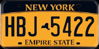 NY license plate HBJ5422
