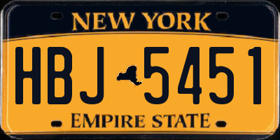 NY license plate HBJ5451