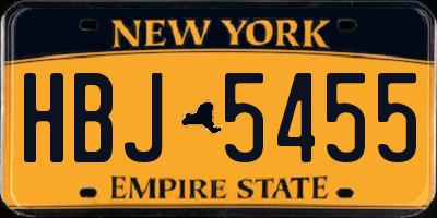 NY license plate HBJ5455