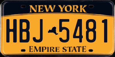NY license plate HBJ5481