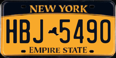 NY license plate HBJ5490