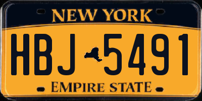 NY license plate HBJ5491