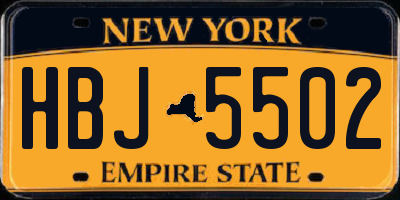 NY license plate HBJ5502