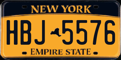 NY license plate HBJ5576