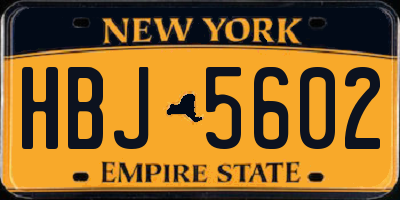 NY license plate HBJ5602