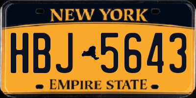 NY license plate HBJ5643