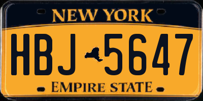 NY license plate HBJ5647