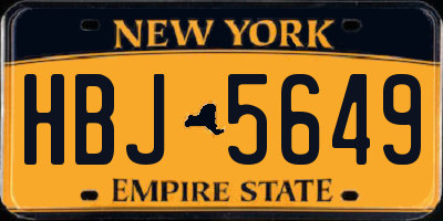 NY license plate HBJ5649