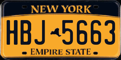 NY license plate HBJ5663