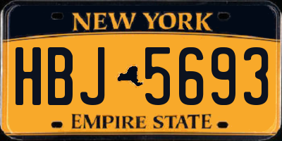 NY license plate HBJ5693