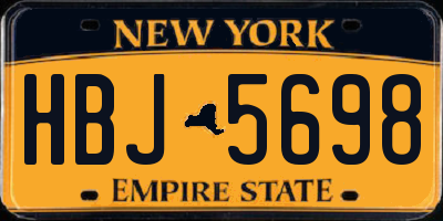 NY license plate HBJ5698