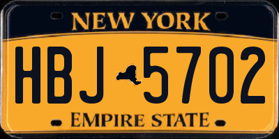 NY license plate HBJ5702