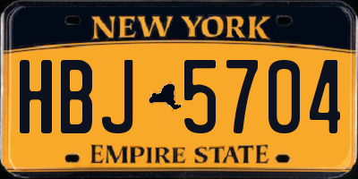 NY license plate HBJ5704