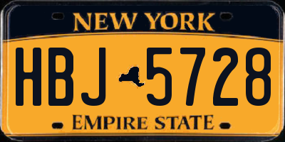 NY license plate HBJ5728