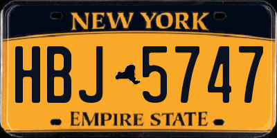 NY license plate HBJ5747