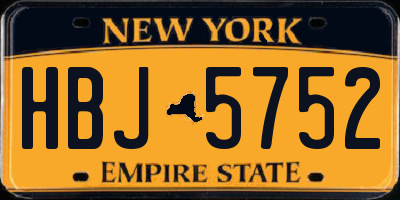 NY license plate HBJ5752