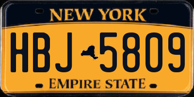 NY license plate HBJ5809