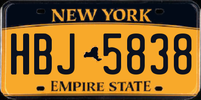 NY license plate HBJ5838