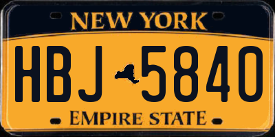 NY license plate HBJ5840