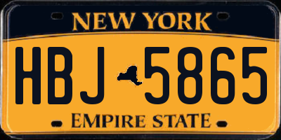 NY license plate HBJ5865