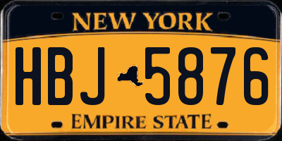 NY license plate HBJ5876