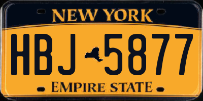 NY license plate HBJ5877