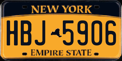 NY license plate HBJ5906