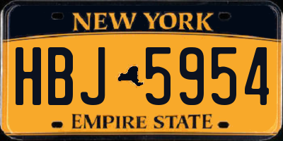 NY license plate HBJ5954