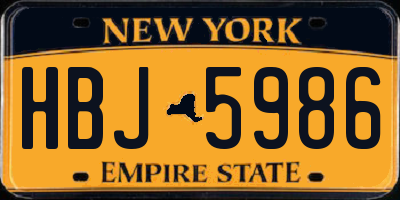 NY license plate HBJ5986