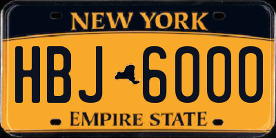 NY license plate HBJ6000