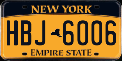 NY license plate HBJ6006