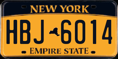 NY license plate HBJ6014