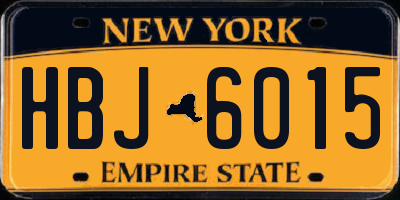 NY license plate HBJ6015
