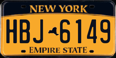 NY license plate HBJ6149