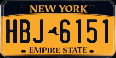 NY license plate HBJ6151