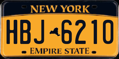NY license plate HBJ6210
