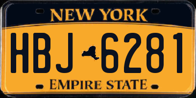 NY license plate HBJ6281