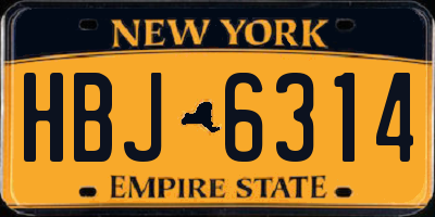 NY license plate HBJ6314
