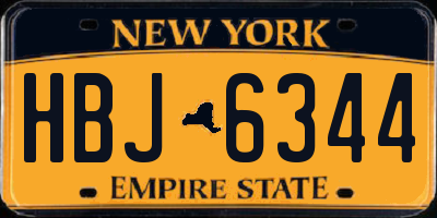 NY license plate HBJ6344