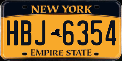 NY license plate HBJ6354