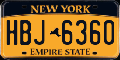 NY license plate HBJ6360