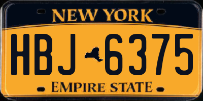 NY license plate HBJ6375