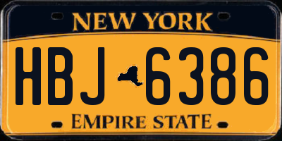 NY license plate HBJ6386
