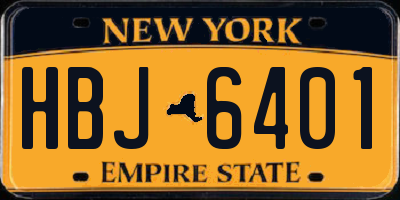 NY license plate HBJ6401